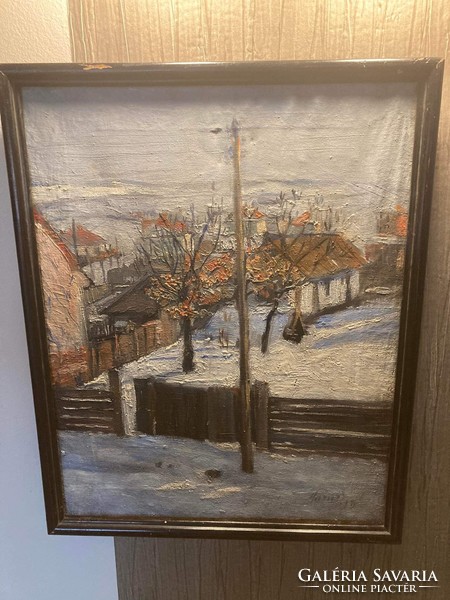 Unknown Hungarian painter, 1930s, winter village scene