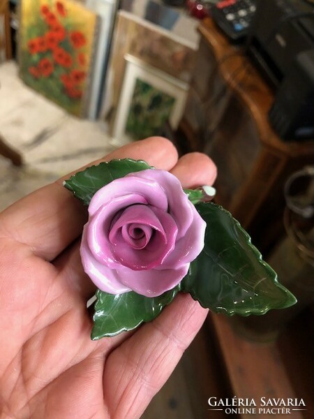 Herendi porcelán virág, régi, hibátlan alkotás, 12 cm-es nagyságú.