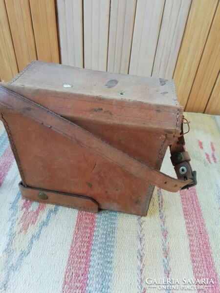 Old military battery in original leather case