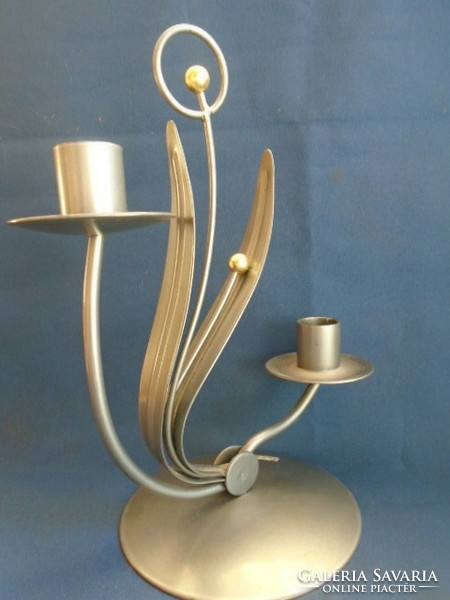 Retro 2-pronged iron craftsman candle holder secis.