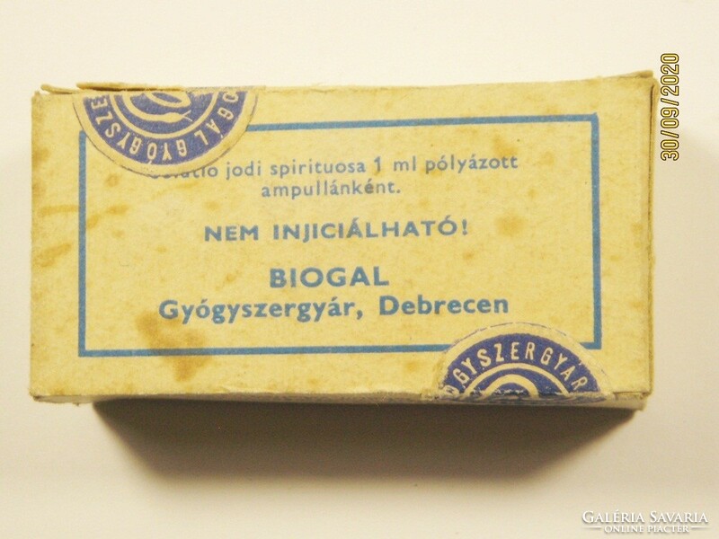 Retro iodine pad - box and ampoule - biogal pharmaceutical factory in Debrecen, manufacturer - from the 1970s