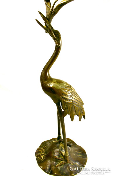 Antique crane figural candle holder