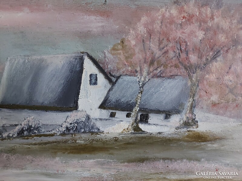 Unsigned painting - farm in winter 3 - 467