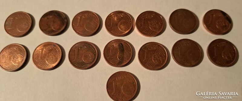 15 pieces 1 euro cent 12 euro cents