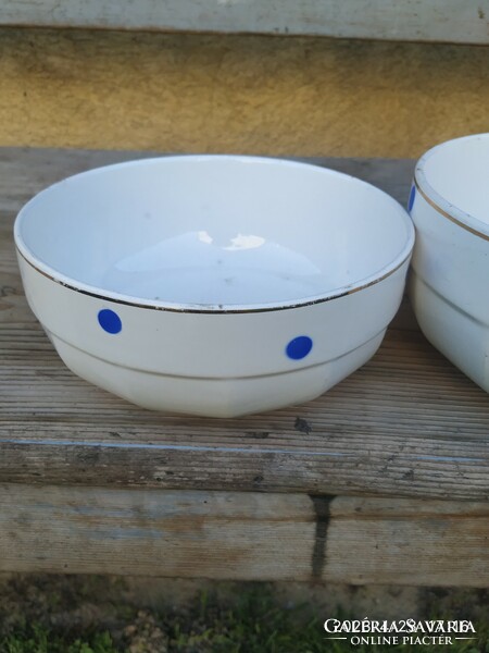 Granite blue polka dot ceramic bowl 2 pieces for sale!