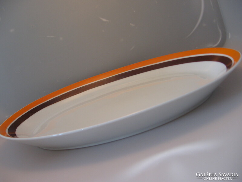 Retro mz orange-burgundy striped serving bowl
