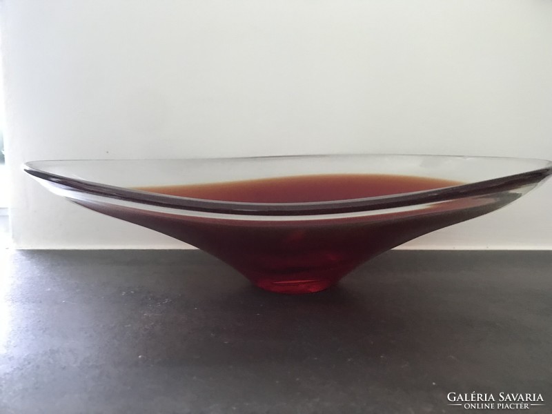 Scandinavian glass bowl, flygfors glass, 27.5 x 18 cm