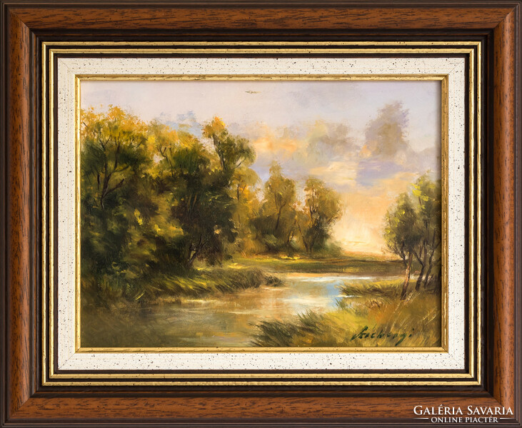Reasonable price! István Széchenyi's painting - along the stream, with certificate of authenticity!