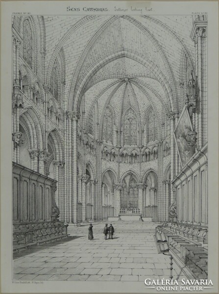 Lithograph by W. Payne : French cathedrals sens