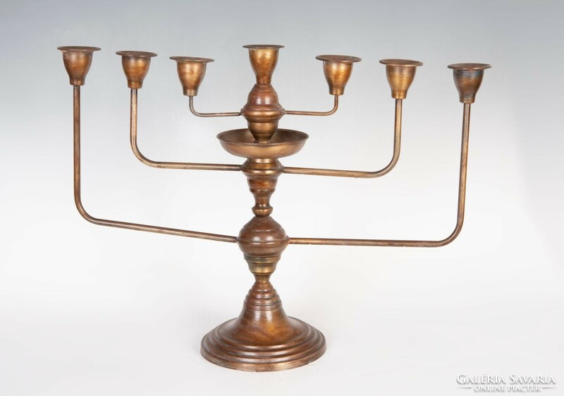 Large copper seven-branch candle holder / menorah