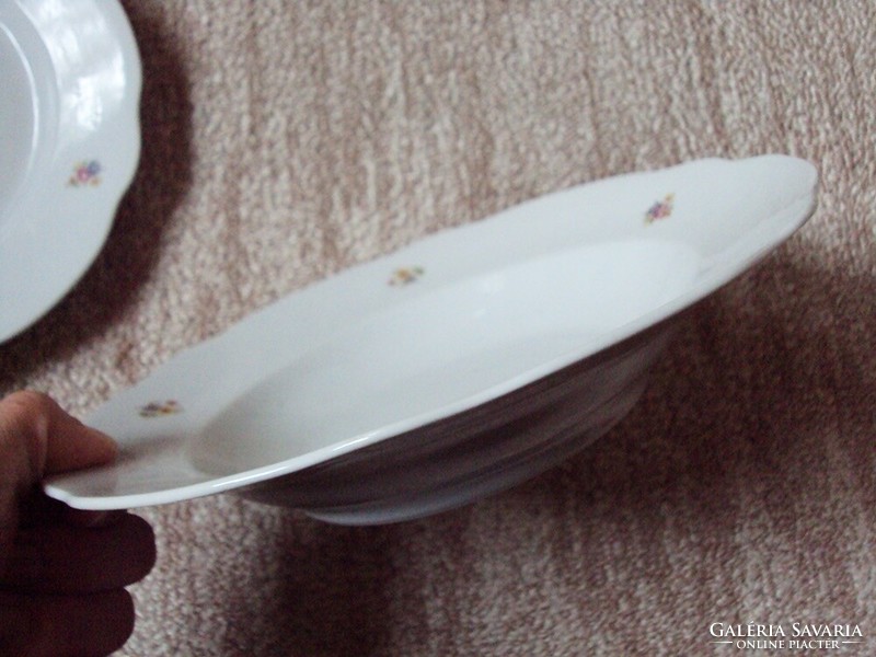 Retro régi porcelán mély tányér, lapos tányér virág mintás Zsolnay