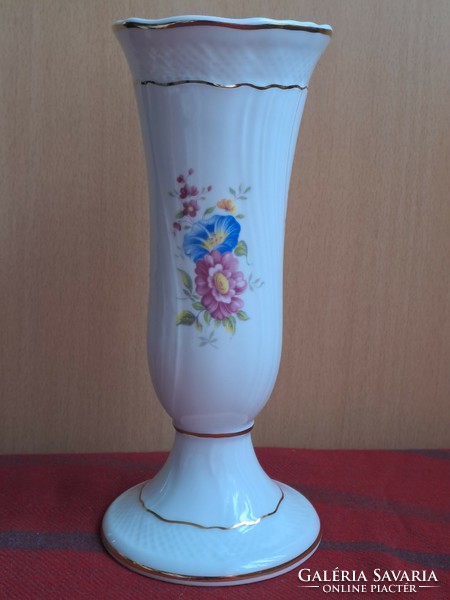 Hollóháza gilded, baroque, flower-patterned vase, flawless!
