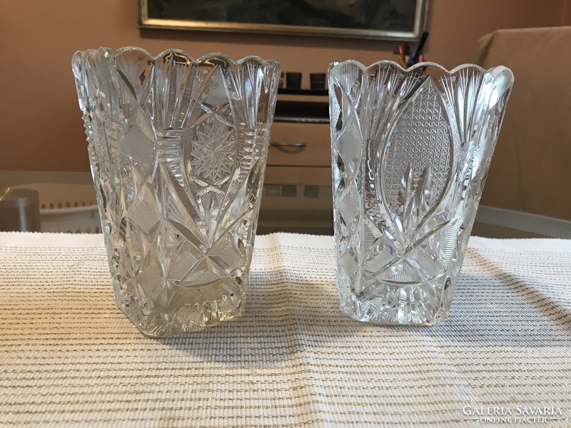 Pair of polished crystal vases