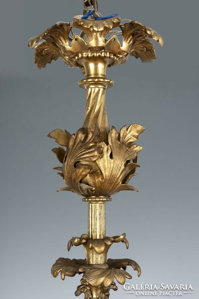 Aranyozott bronz 18 karos csillár - faun fejekkel