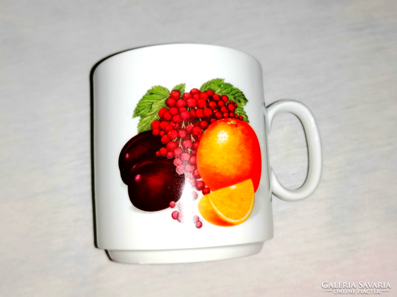 Retro mug with fruit pattern