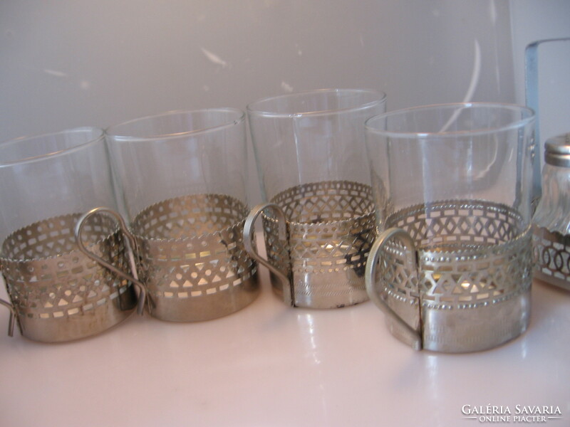 7 similar glasses for samovar in a metal holder