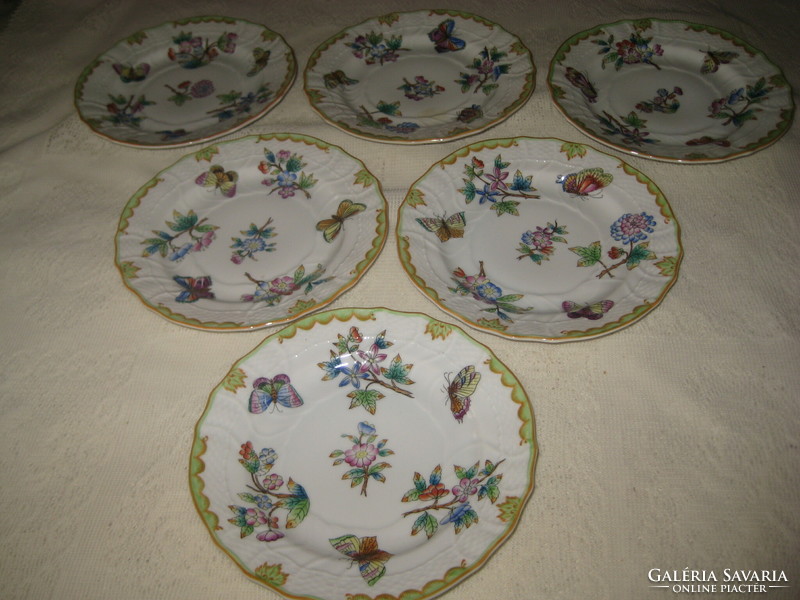 Ó-Herend Victoria pattern small plates 1943. 6 Pcs 15.2 cm