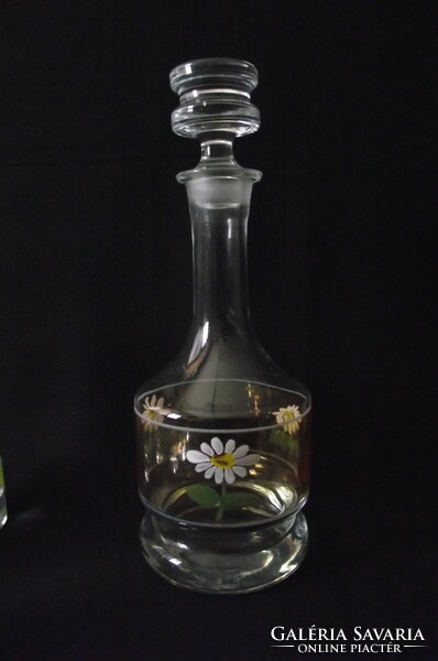 Antique hand-painted floral brandy set.