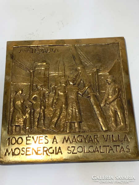 Ritka Mátészalkai emlékplakett 100 éves a Magyar villamosenergia szolgáltatás