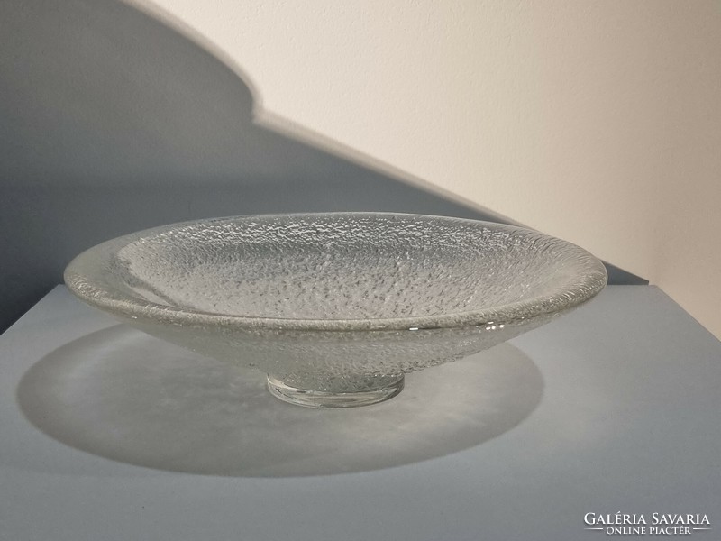 Régi skandináv stílusú impozáns üveg kínáló tál -28 cm ( '70-es évek )
