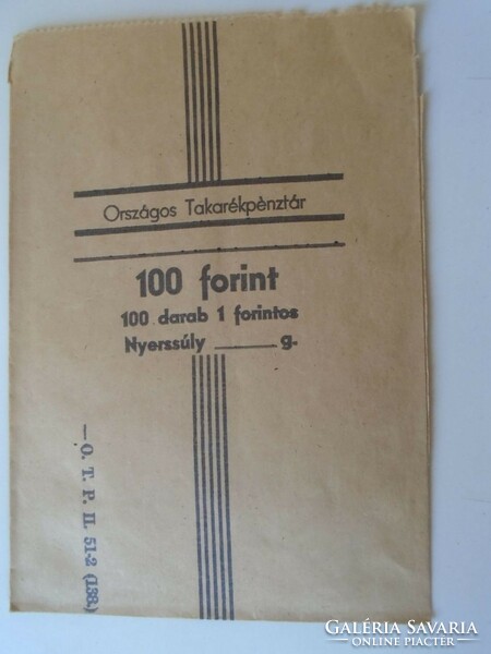 Za435.2 Old otp - national savings bank money bag 100 ft - 100 pieces of 1 forint
