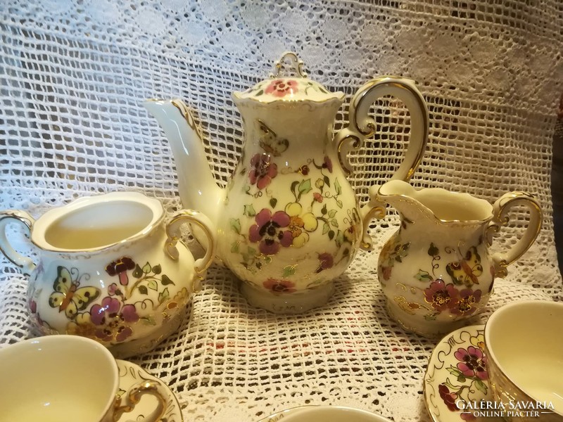 Zsolnay porcelain butterfly coffee set