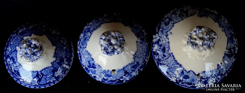 Dt/191. Mason's vista blue - 3-piece jug/sugar lid
