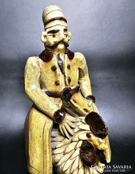 Kosiarska - ceramic figure riding a rooster