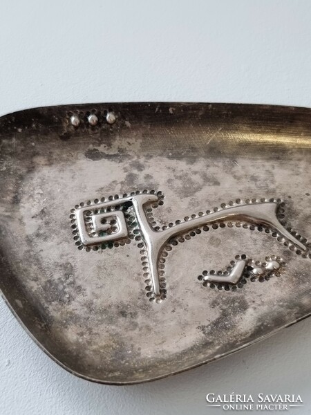 Régi art deco ezüstözött fém hamutartó - jelzett