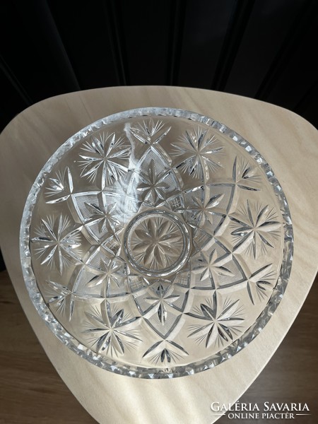 Cseh kristály kínáló tál, asztalközép, 20cm , hibátlan