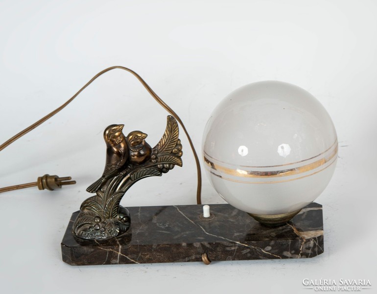 Art deco style table lamp with bird figures