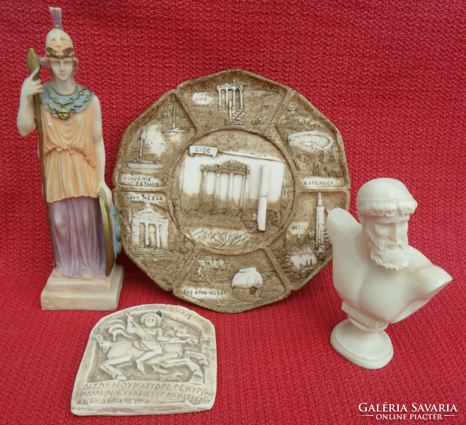 Görög Diaz Hand Made Pieria Asztali Fali Dísz Tányér Plakett Figura Szobor Jelölt Kerámia Gyűjtemény