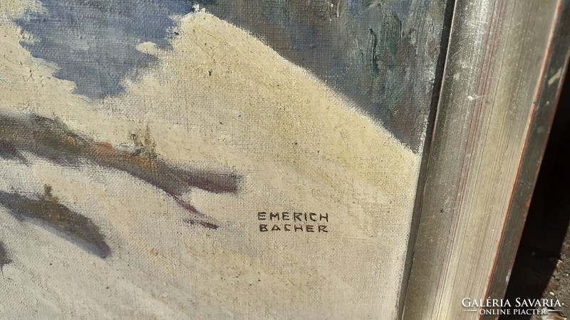 Emerich Bacher 1898 Krems-Mautern 1977  olaj-vászon festmény  " Téli táj "