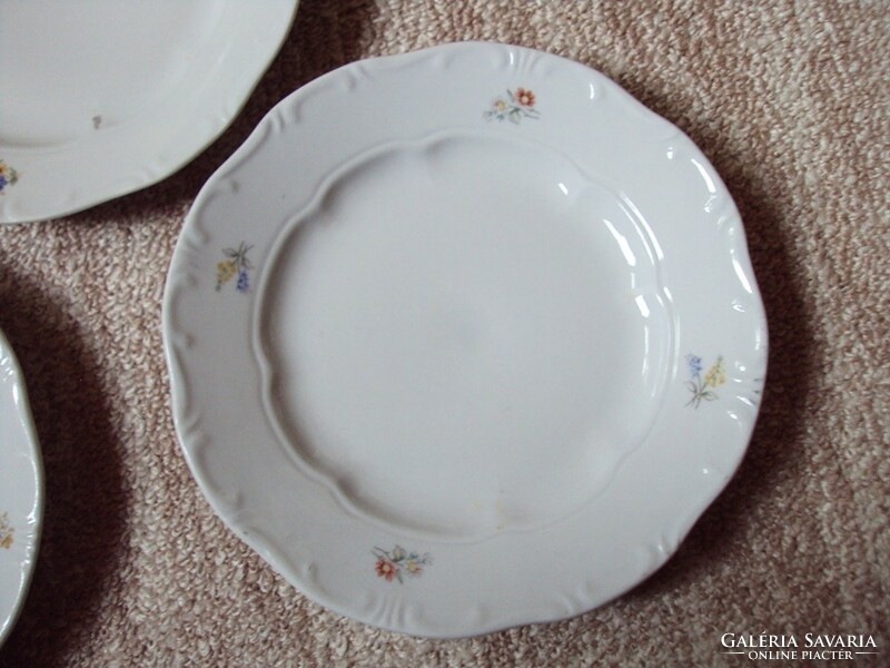 Retro régi porcelán süteményes kis tányér virág mintás 3 db Zsolnay Pécs