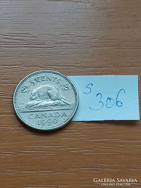 Canada 5 cents 1990 elizabeth ii, beaver s306