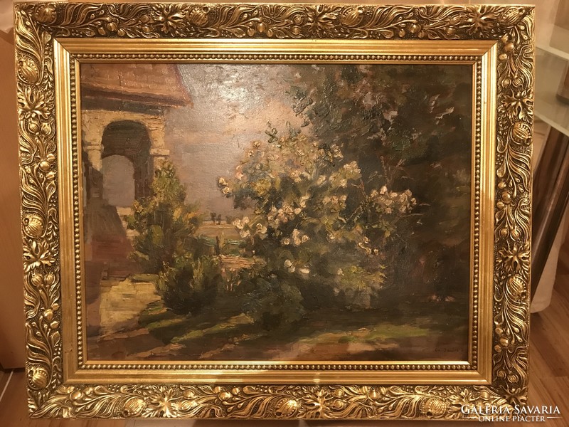 Sándor Szűts: manor park oil painting