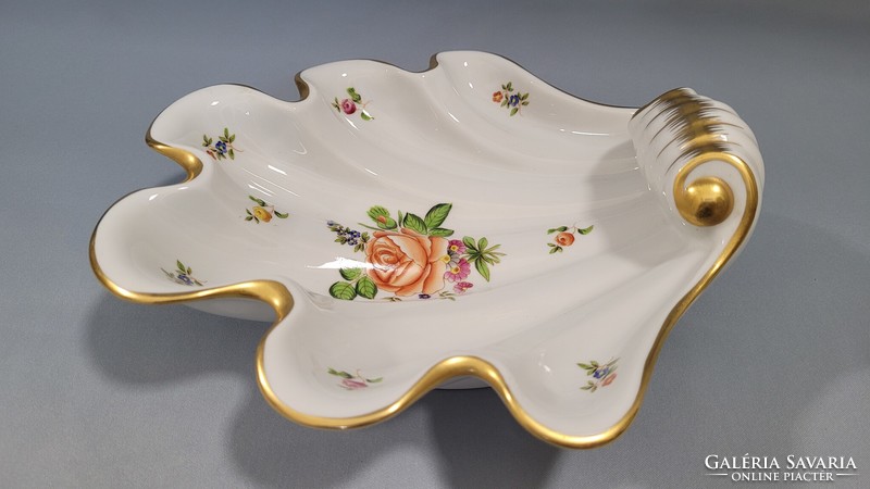 Herend Viennese rose-patterned shell-shaped tray