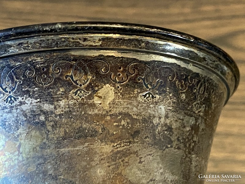 Antique decorative alpaca goblet cup glass 13.4 cm