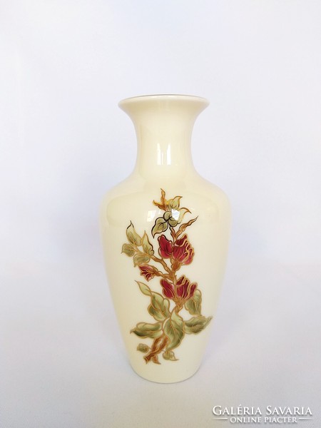 Zsolnay's hand-painted dark burgundy floral vase. Flawless! (No. 23/139.)