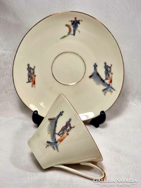 Bavaria Johann Seltmann német porcelán csésze/aljával, XX.szd közepe.Modern mintás