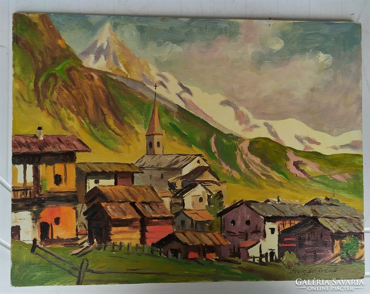 Súgár géza: mountain village c. His oil painting is for sale!