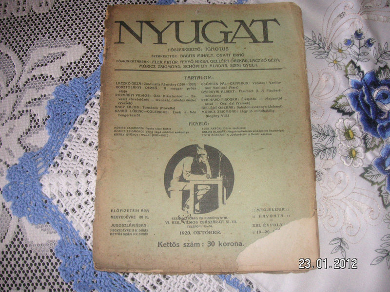 NYUGAT   , 1920 .   október  , teljes eredeti példány