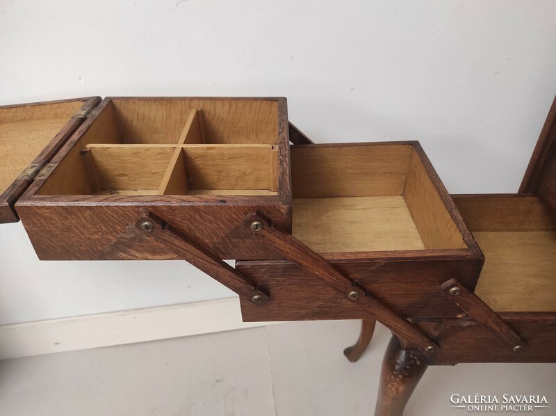 Antique sewing box openable hardwood sewing box art deco bauhaus small furniture handicraft 414 7375