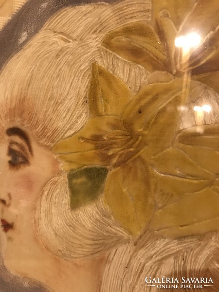 Art Nouveau female portrait made with a special technique