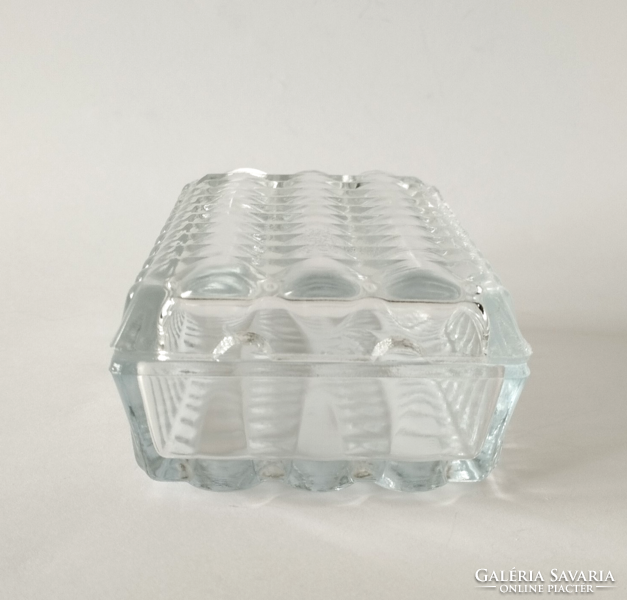 Thick patterned glass desktop cigarette box and ashtray