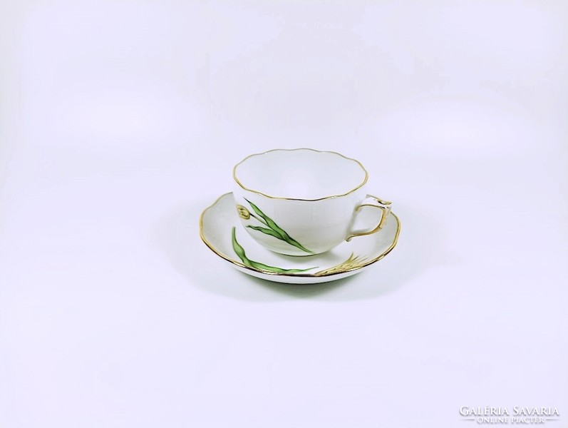 Herend, tea cup and saucer with cornflower pattern, hand-painted porcelain, flawless! (B131)
