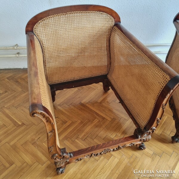 2 db bécsi barokk antik nádfonatos fotel, hibátlan fonattal