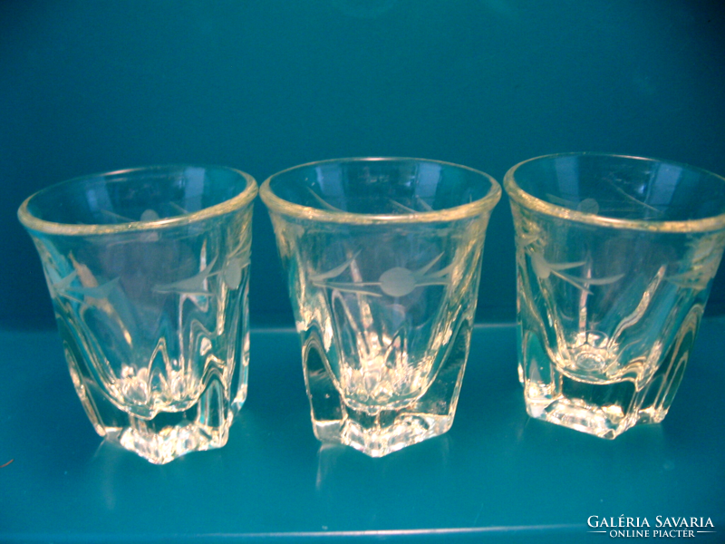 Yellow, polished brandy and liqueur antique art deco glasses 3 pcs