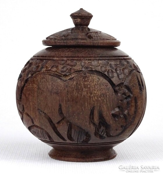 1M835 carved elephant exotic hardwood storage box bonbonier