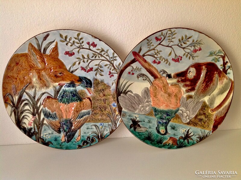 2 pcs. Huge majolica wall plate - 43.5 cm. - They are flawless!